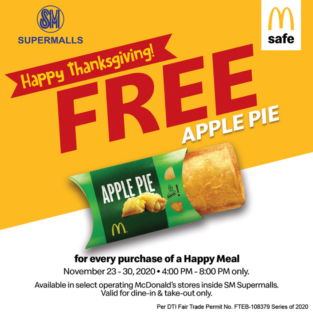McDonald's Happy Thanksgiving Day: November 23 to 30, 2020