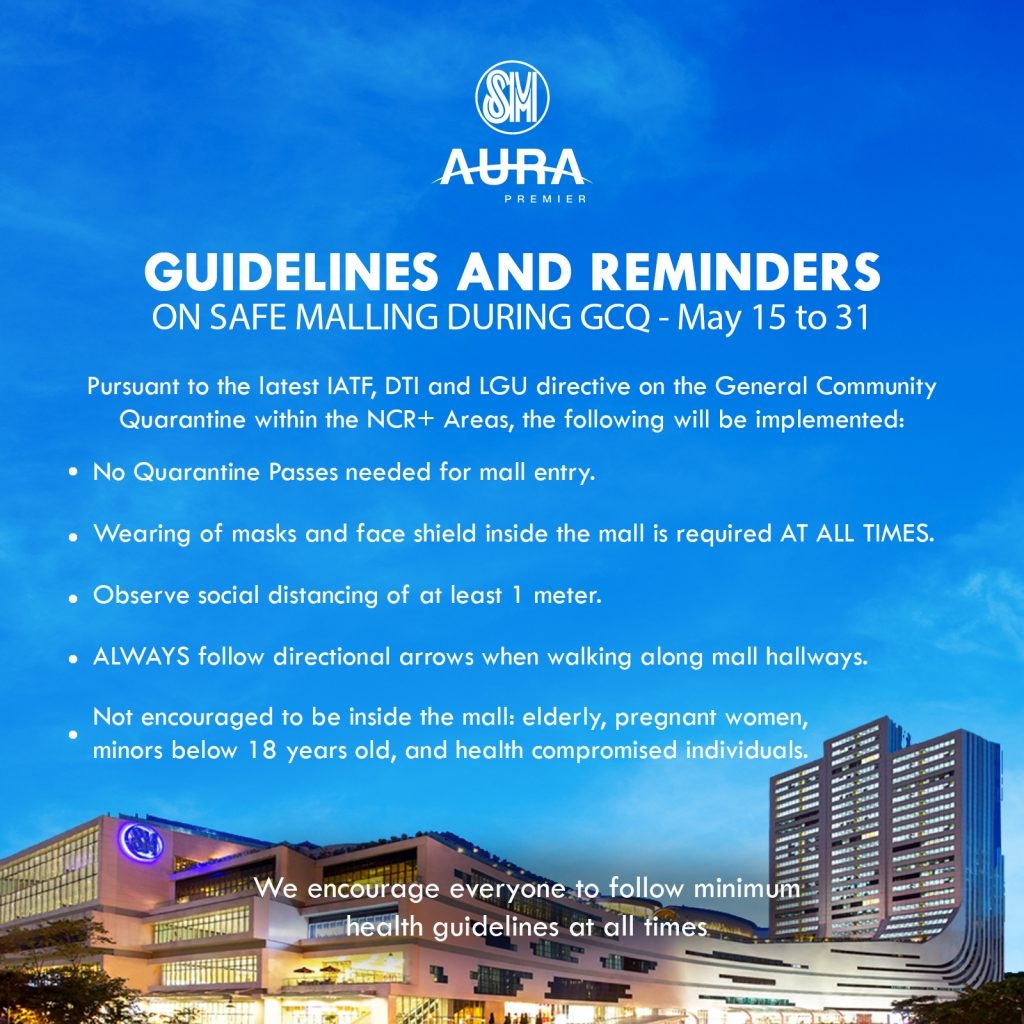SM Aura - Mall Entry Guidelines for GCQ (May 15 to 31)