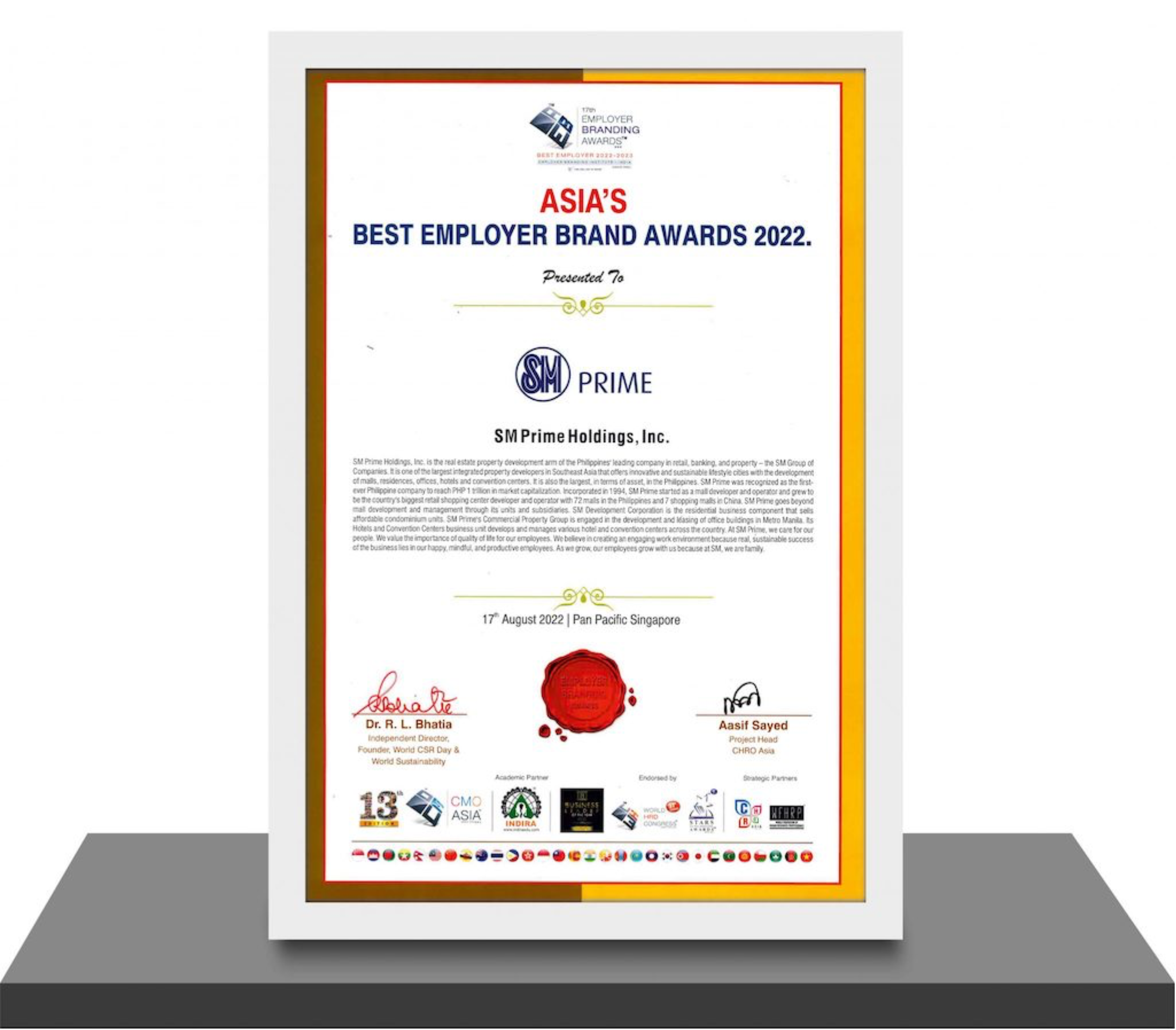 SM Prime Wins Asia’s Best Employer in the 2022 Asia’s Best Employer Brand Awards