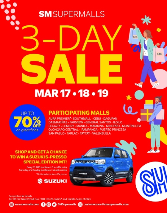 SM 3-DAY SALE: Shop and Win a Suzuki S-presso this March 17 to 19!