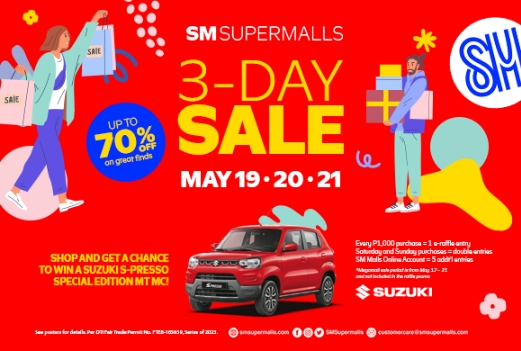 SM 3-DAY SALE: Shop and Win a Suzuki S-presso this May 19 to 21!